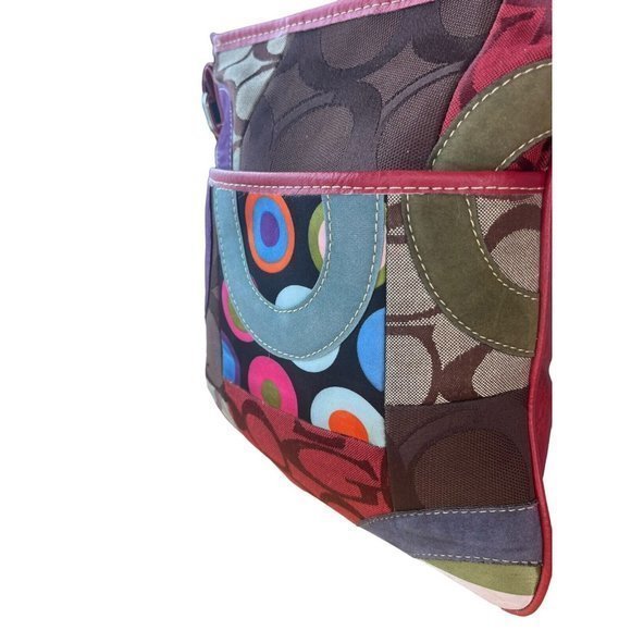 Patchwork Crossbody Bag Purse Multicolor Leather Canvas Suede Fun Cute Summer - Picture 2 of 13